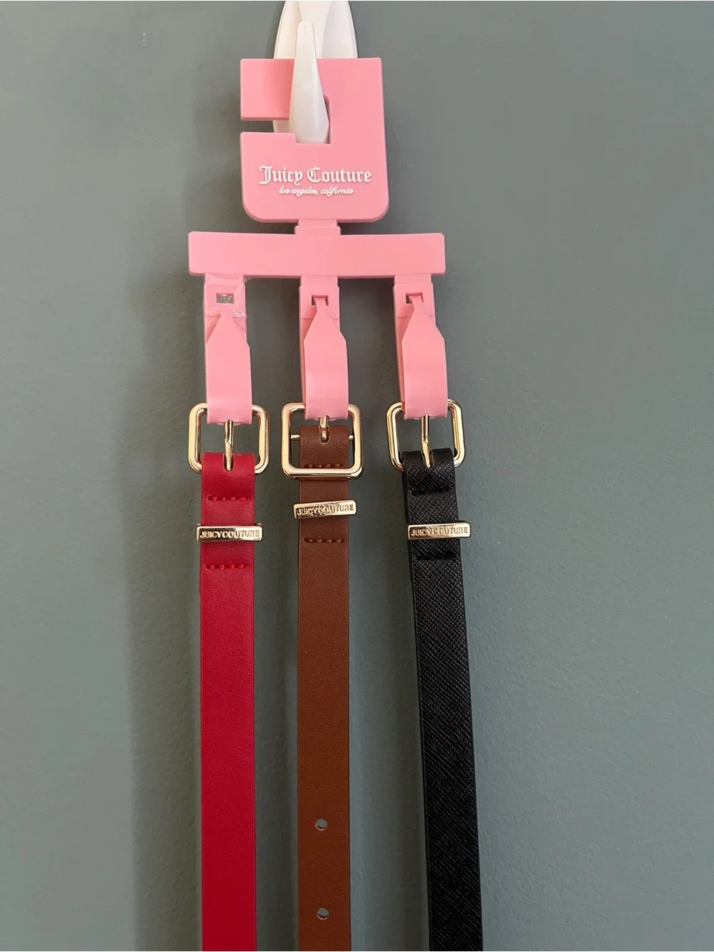 Juicy Couture Red Brown Black Skinny Belt Set Gold Buckle Plus Size 1X